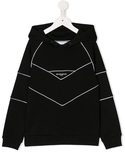 Givenchy Teen Graphic-print Long-sleeved Hoodie In Black