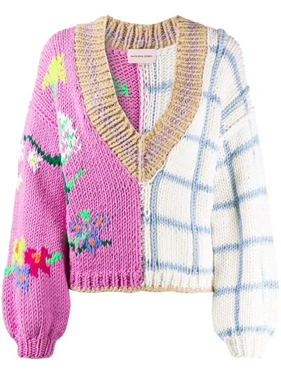 Natasha Zinko Mix Pattern Jumper In Neutrals
