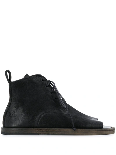 Marsèll Open Toe Flat Desert Boots In Black