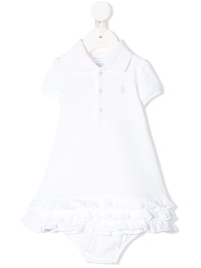 Polo Ralph Lauren Babies' Tiered Frills Polo Dress In Bianco