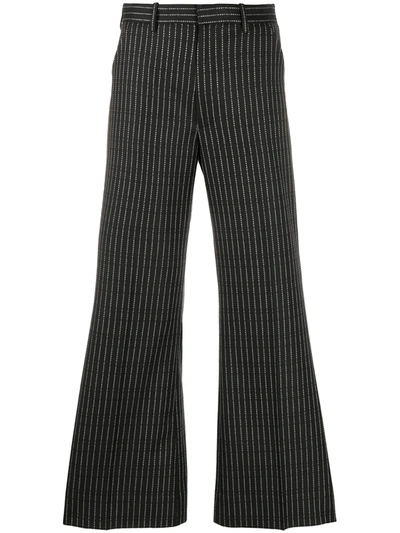 Maison Margiela Logo Pinstripe Trousers In Black