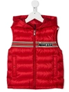 Moncler Kids' Hooded Knitted Logo Gilet In Red