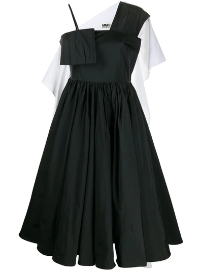 Mm6 Maison Margiela Flared Midi Dress In Black