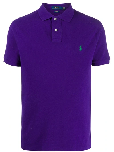 Polo Ralph Lauren Short Sleeve Embroidered Logo Polo Shirt In Purple