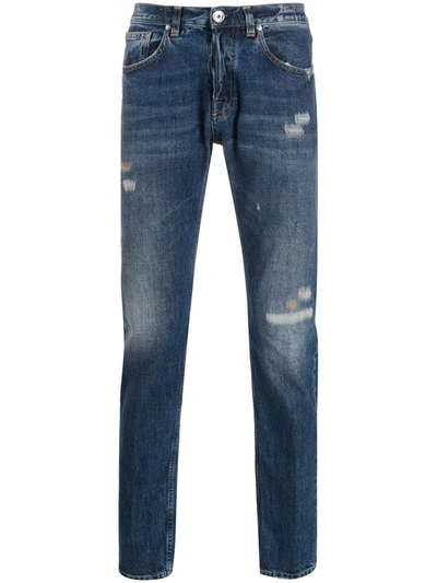 Eleventy Straight-leg Distressed Finish Jeans In Blue