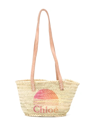 Chloé Kids' Logo Beach Bag In Neutrals