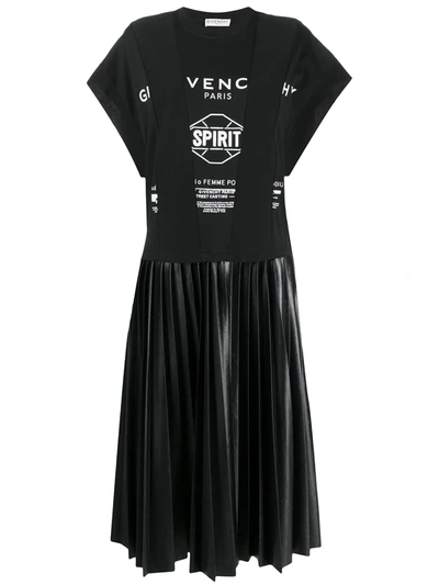 Givenchy Logo-print Pleated T-shirt Dress In Black
