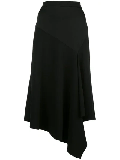 Diane Von Furstenberg Analisa Asymmetric Draped Satin-crepe Skirt In Black