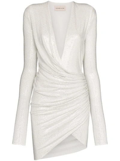 Alexandre Vauthier 缩褶晶饰迷你连衣裙 In White