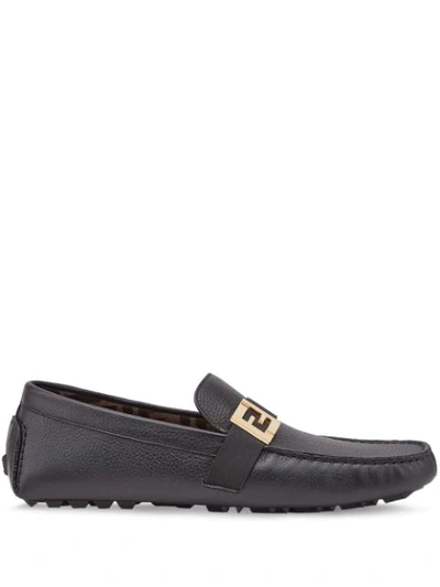 Fendi Ff Detailed Loafers In Black