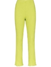 Simon Miller Cyrene Ribbed Straight Leg Trousers In Green