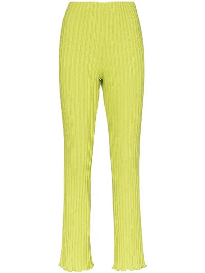 Simon Miller Cyrene Ribbed Straight Leg Trousers In Green