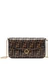 Fendi Brown Logo Leather Clutch Bag