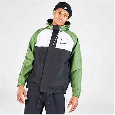 Nike Sportswear Swoosh Hooded Woven Jacket In Green/black | ModeSens