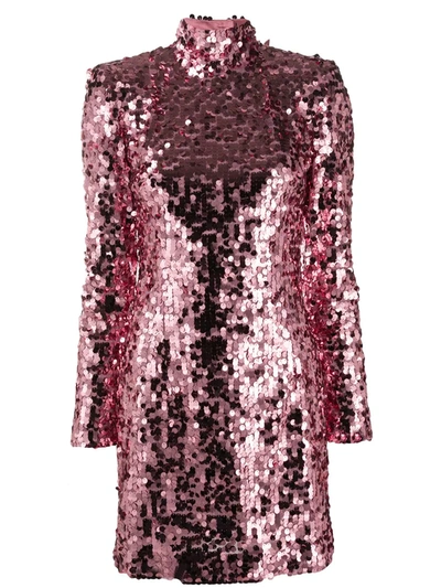 Dolce & Gabbana Sequined Short Dress In Pink