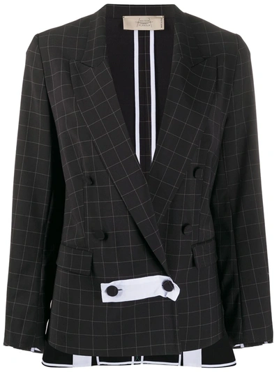 Maison Flaneur Check-print Double Breasted Blazer In Black