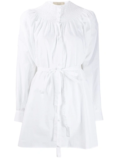 Maison Flaneur Tied-waist Lose-fit Shirt In White