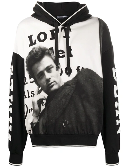 Dolce & Gabbana Printed Hoodie In Nero