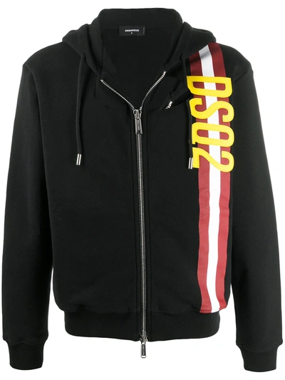 Dsquared2 Stripe-detail Hooded Sweatshirt In Black