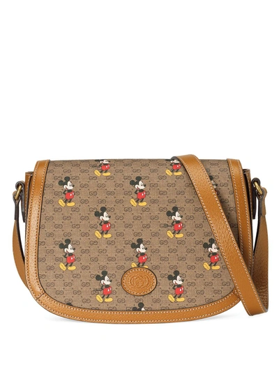 Gucci X Disney Cotton-canvas Shoulder Bag In Beige