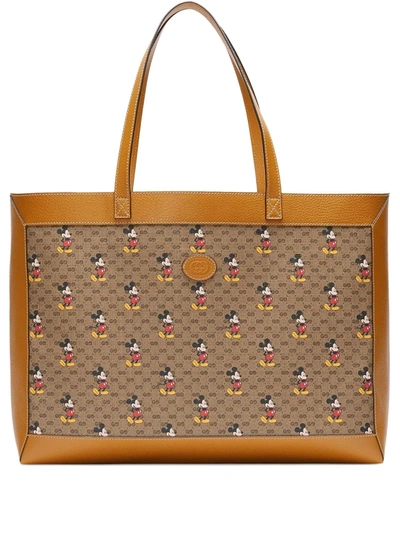 Gucci X Disney Mickey Mouse-print Tote In Beige