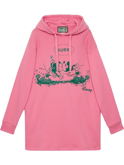 Gucci X Disney Mickey And Minnie Print Hoodie In Rosa