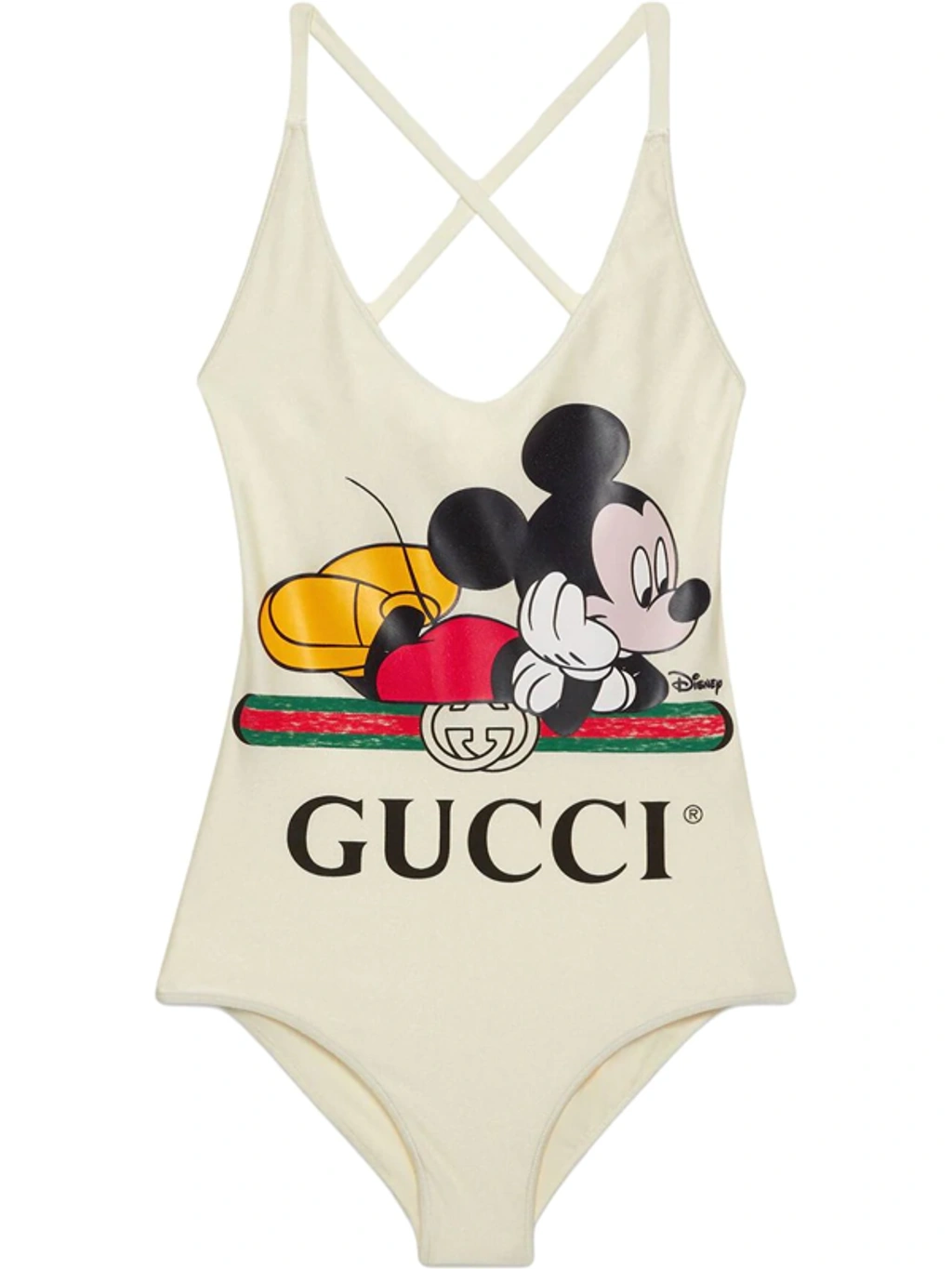 Gucci X Disney Mickey Print Swimsuit In Ivory Jersey | ModeSens