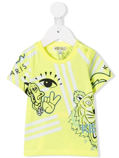 Kenzo Babies' Logo图案印花t恤 In Yellow