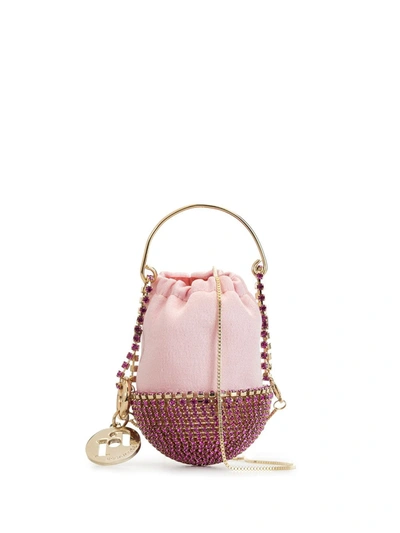 Rosantica Baby Ghizlan Mini Crystal-embellished Satin Bag In Pink
