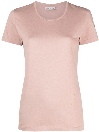 Moncler Side Logo Cotton Jersey T-shirt In Pink & Purple
