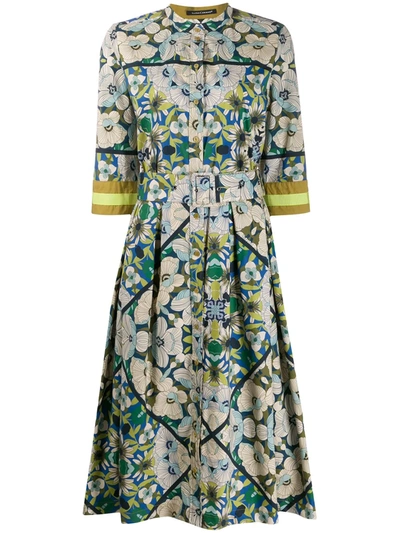 Luisa Cerano Floral Shirt Dress In Green