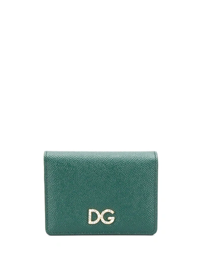 Dolce & Gabbana Dg Embellished Cardholder In Green