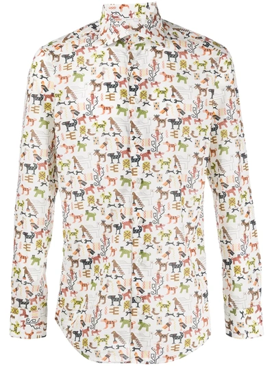 Etro Mexican Print Slim Fit Shirt In White