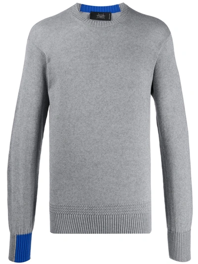 Maison Flaneur Fine Knit Colour Block Jumper In Grey