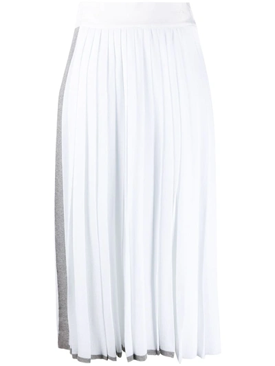 Maison Flaneur Side Stripe Detail Pleated Skirt In White