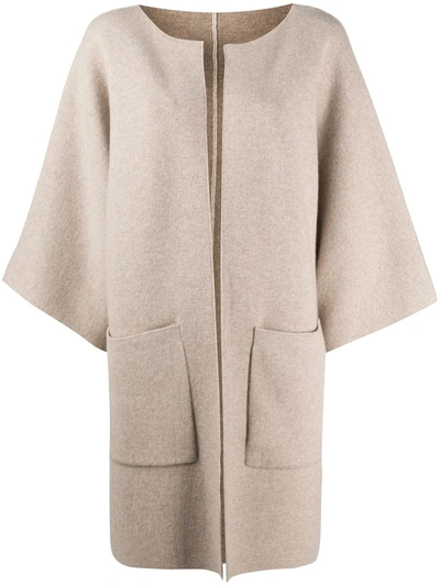 Liska Open Front Cardi-coat In Neutrals