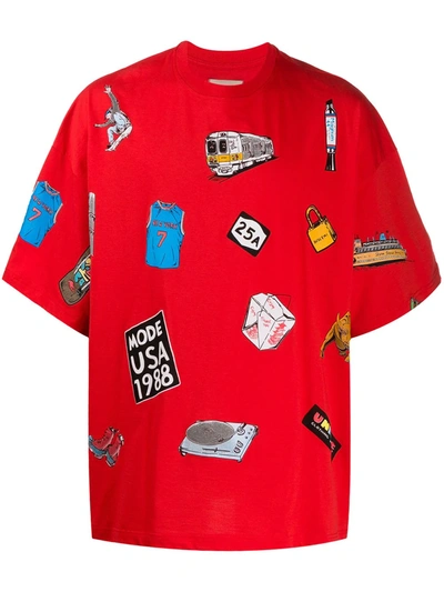 Buscemi Oversized Graphic-print T-shirt In Red