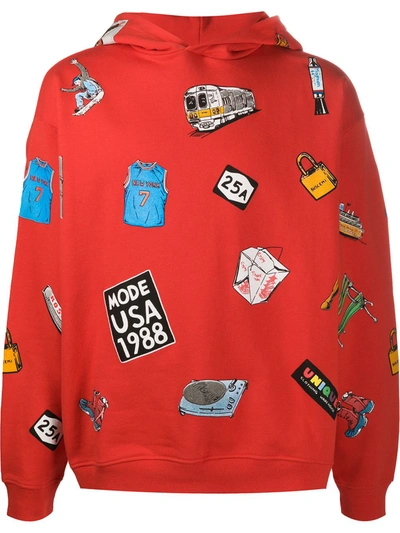Buscemi Graphic-print Cotton Hoodie In Red