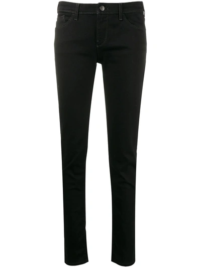 Emporio Armani Side Logo Stripe Skinny Fit Jeans In Black