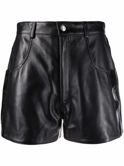 Manokhi High-waisted Leather Shorts In Black
