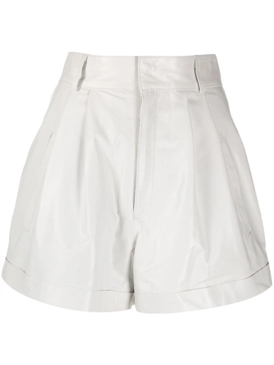 Manokhi High-rise Gathered Leather Shorts In White