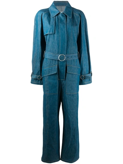 Maison Margiela Denim Belted Jumpsuit In Blue