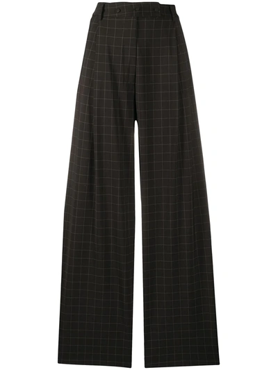 Maison Flaneur Check-print Flared Trousers In Black