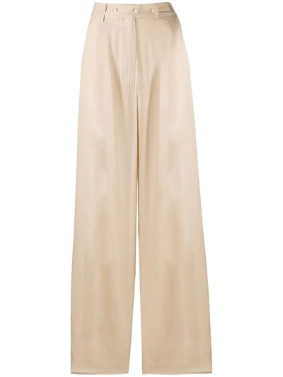 Maison Flaneur High-rise Flared Trousers In Beige
