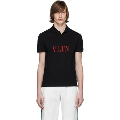 Valentino Vltn Logo Polo Shirt In Nero Rosso