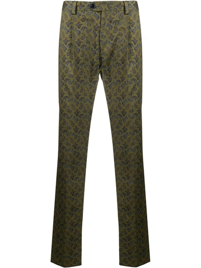 Etro Paisley Print Chinos In Green