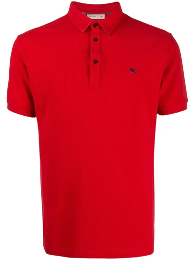 Etro Embroidered Logo Polo Shirt In Red