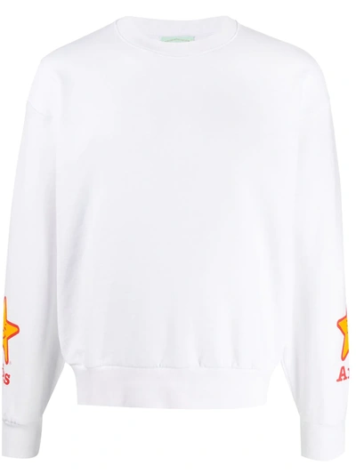 Aries Branded Long-sleeved Sweatshirt In White