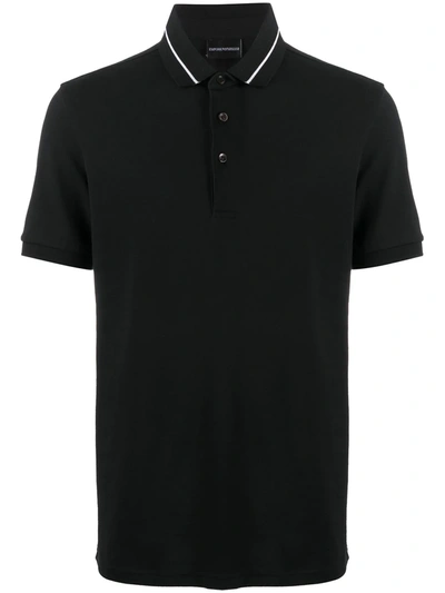 Emporio Armani Short Sleeve Polo Shirt In Black