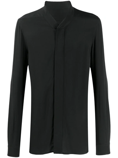 Rick Owens Placket Long-line Shirt In Black